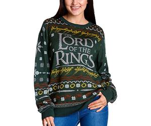 Elbenwald Pull tricoté Seigneur des Anneaux avec Motif L'Unique pour Homme Femme Coton Unisexe Vert - XXL