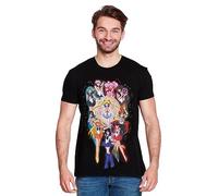 Elbenwald Sailor Moon T-Shirt avec Motif Crew pour Les Fans d'anime Hommes Femmes Unisexe Coton Noir - S