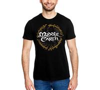 Elbenwald Seigneur des Anneaux t -Shirt-Stand -eart et Motif de Bague Impression Avant Coton Men Noir - XL - XL