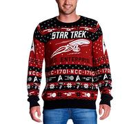 Elbenwald Star Trek Tricoting Pull avec USS Enterprise Motif pour Les Femmes masculines Unisexe Cotton Red - M