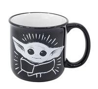 Elbenwald Star Wars The Mandalorian Tasse avec motif Grogu The Force Is Strong 400 ml, hauteur de 9 cm Céramique Noir Blanc