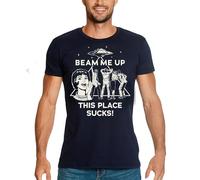Elbenwald Stranger Things T-shirt en coton multicolore pour homme et femme Différents designs, Beam Me Up, L