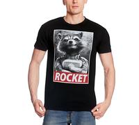 Elbenwald T-shirt Marvel avec différents motifs pour homme et femme Unisexe Coton Noir, Rocket Raccoon, XL