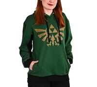 Elbenwald The Legend of Zelda Sweat à Capuche avec Impression Triforce et Symboles pour Homme Femme Unisexe Vert Or - XXL