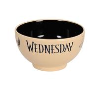 Elbenwald Wednesday Petit déjeuner - Bol à céréales avec icônes Wednesday, crâne, Lune et Main Froide - 600 ML - 8 cm de Hauteur - Ø 13 cm - Céramique - Beige Noir