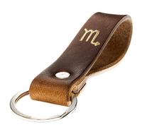 ELBERCRAFT Porte-clés en cuir signe du zodiaque en relief doré
