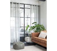 Elbersdrucke Elba 07 Rideau à œillets Semi-Transparent Gris milleté 255 x 140 cm 201692 pour Salon, Chambre, Cuisine, Couloir, Chambre d'enfant