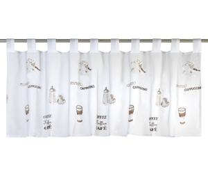 Elbersdrucke Rideau de bistrot Transparent Espresso 06 - Blanc/Marron - 48 x 140 cm - pour Salon, Chambre à Coucher, Couloir - 172404