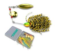 elbfang Spinnerbaits Lot de 5 pièces avec boîte - 9 cm/16 g - Double lame Willow Blade, skirts en silicone attachés à la main, hameçons ultra tranchants - Leurres pour la pêche au brochet, à la perche