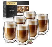 ElbFuchs® Lot de 6 verres à latte macchiato à double paroi [6 x 350 ml] Verres thermiques transparents à double paroi - Idéaux comme verres à cappuccino - Verres à café - Verres à thé