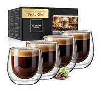 ElbFuchs® Tasse double paroi espresso [4x 100ml] IDÉE CADEAU | Tasse espresso transparente | Verre double paroi | Tasse à café original | Tasses à expresso double paroi