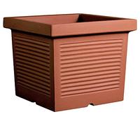 ELBI Classic Square Resin Vase with Lines Texture cm 45 Terracotta -
