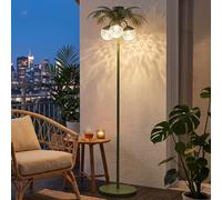 Elblight.de Lampe solaire LED en forme de palmier - Lampe de jardin extérieure LED avec capteur crépusculaire - Lumière blanche chaude 3000K - IP44 - Résistante aux intempéries - Pour balcon, terrasse