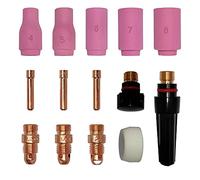 ELCAN Consommables et accessoires professionnels pour torche de soudage TIG série WP 17 18 26 avec buses en céramique, buses, corps de collecte, capuchons arrière et collecteurs. 14 pièces