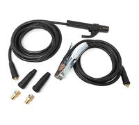 ELCAN Porte-électrode Professional 300A et pince de masse avec 5 et 3 mètres de câble en cuivre de 16 mm2 avec 10-25 connecteurs installés et 2 connecteurs 35-50 supplémentaires