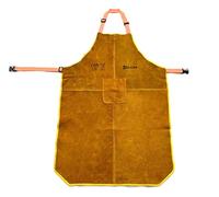 ELCAN Tablier de soudage professionnel en cuir jaune ignifuge résistant à la chaleur, tablier pour soudage à l'électrode, TIG, MIG, MAG, barbecues, jardinage, cheminées, bois de chauffage, fours...