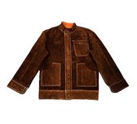 ELCAN Veste de soudeur ignifuge professionnelle en cuir marron résistant à la chaleur pour soudage d'électrodes, TIG, MIG, MAG, barbecue, jardinage, cheminées, fours…, (Taille M)
