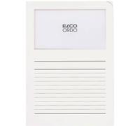 Elco 29489.10 Chemises transparentes Ordo classico - blanc, 120g, 100 pièces, fenêtre et lignes