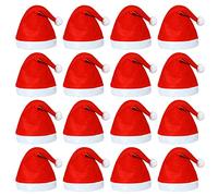Elcoho Paquet de 20 Bonnets Rouges pour père Noël, Peluche Courte avec Poignets Blancs Bonnet de Noël en Tissu Non tissé Bonnet de Noel pour Adultes