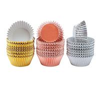 Elcoho - Lot de 300 caissettes pour cupcakes et muffins en papier métallisé doré, argenté et or rose Gold，sliver，rose Gold