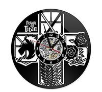 ELD 30cm 12 "Horloge Murale Disque Vinyle Attaque sur Titan Horloges de Style Anime pour Salon Silencieux Vintage CD Horloge Suspendue Mode Moderne Slient Musique Art Record Horloges Murales