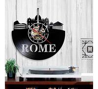 ELD 30cm La Capitale De L'Italie Rome Églises Mur Art Décor Horloge Design Moderne Disque Vinyle Horloge Murale 3D Montre Murale Décor À La Maison Cadeaux Fête des Mères Art Horloges Murales Montres