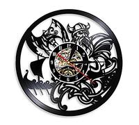 ELD Dia 30cm Médiéval Viking Axe Gladiateur Design Vintage Horloge Murale Illuminée Vikinger Viking Valhalla Asgard Odin Skandinavian Applique Amis Cadeau Télécommande Art Horloges