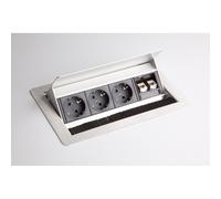 ELDATA0 | Bloc multiprises (sans montage) | 3 x prises de courant | 2 x RJ45 - Accessoires Argent