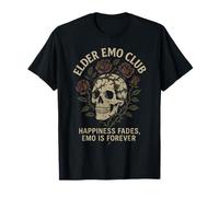 Elder Emo Club Happiness Fades Emo Forever Roses Vintage T-Shirt