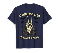 Elder Emo Club Squelette Mains & Roses Chauve-Souris Halloween T-Shirt