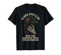 Elder Emo Club Stay Sad Happiness Fades Emo is Forever Roses T-Shirt