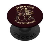 Elder Emo Skeleton Drummer It Was Never A Phase Musique Amusante PopSockets PopGrip Adhésif