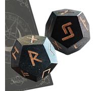 Elder Rune Dice - 2 pièces en Bois sculpté à la Main, Ensemble de Divination, lectures de Symboles Anciens | pour Les débutants, l'utilisation, Le Divertissement sur Table, la pratiqu