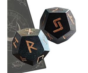 Elder Rune Dice - Lot de 2 dés de divination en bois sculpté à la main, lectures de symboles anciens | Pour débutants, utilisation , divertissement sur table, pratique de la pleine conscience