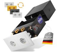 Elder Welder® Coffre Fort Compatible avec n'importe quelle double prise | Prise Double Schuko Authentique Incluse, Petit Coffre Fort Discret avec Cle, Mini Coffre Secret
