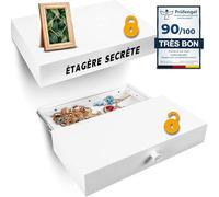 Elder Welder® Étagère Secrète avec Compartiment Secret | 30cm x 60cm | Coffre Fort Secret | Étagère Murale Blanche avec Cachette Secrète à Clé | Étagère Murale Tiroir | Idéale Cachette Argente