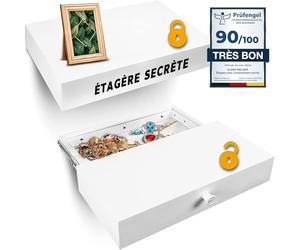Elder Welder® Étagère Secrète avec Compartiment Secret, Serrure Magnétique | Blanche, 30cm x 60cm, Coffre Fort Secret, Étagère Murale avec Cachette Secrète à Clé, Étagère Murale Tiroir