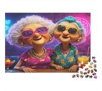 Elderly Women Party Colourful Grannies on Scooters 1000 Pcs Puzzle Adults Beautifully Illustrated Unique Home Activity 38x26cm/1000pcs