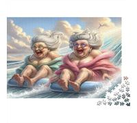 Elderly Women Surfing Colourful 1000 Pcs Puzzle Adults Beautifully Illustrated Unique Home Activity 52x38cm/1000pcs