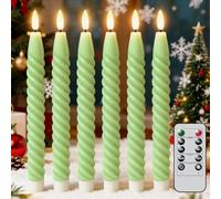 Eldnacele Bougies coniques LED à piles avec télécommande, bâtons de bougies sans flamme vacillantes en spirale pour fenêtre pour décoration de mariage, dîner, Noël (1,98 x 24,89 cm)