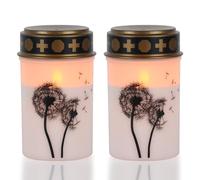 Eldnacele Bougies funéraires LED blanches vacillantes avec minuteur de 6 heures, alimentées par piles, bougies funéraires commémoratives sans flamme étanches (lot de 2)