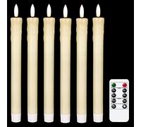 Eldnacele Bougies LED à cire qui coule avec lumière vacillante et télécommande à 10 touches, mèche 3D, bougies piliers LED à piles pour décoration de Noël, maison et mariage (ivoire)