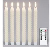 Eldnacele Bougies LED vacillantes avec télécommande et fonction minuteur, bougies de fenêtre en cire véritable, alimentées par piles, pour Noël, décoration de la maison (2 x 25 cm, ivoire)