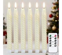 Eldnacele Bougies LED vacillantes avec télécommande et fonction minuteur, bougies de fenêtre en cire véritable, alimentées par piles, pour Noël, décoration de la maison (2 x 25 cm, ivoire)