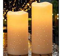 Eldnacele Grandes bougies LED étanches à énergie solaire pour extérieur, du crépuscule à l'aube, bougies solaires sans flamme vacillantes pour lanterne, jardin, camping, terrasse, décoration
