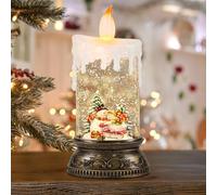 Eldnacele Lanterne boule à neige de Noël avec minuterie et musique, fonctionne avec piles/USB, lanterne scintillante pour décorations de Noël (bonhomme de neige jouant sur une scène de luge)