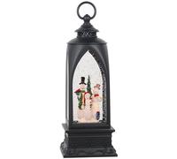 Eldnacele Lanterne Boule à Neige de Noël de 30,5 cm avec Musique et minuteur, doublée USB/Fonctionne à Piles, Lanterne Scintillante pour décoration de Festival de Noël, Cadeaux - Bonhomme de Neige