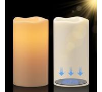 Eldnacele Lot de 2 bougies solaires d'extérieur étanches Ø 7,5 × 15 cm