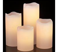 Eldnacele Lot de 4 bougies d'extérieur étanches sans flamme avec minuterie de 6 heures, fonctionnement à piles, bougies piliers à LED blanches pour jardin, fête de mariage, 15.2 cm, 20.3 cm)