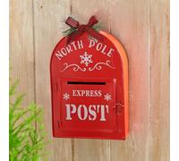 Eldo® Boîte aux lettres de Noël pour liste de souhaits - Boîte aux lettres décorative de Noël à suspendre - Avec fente et décoration de sapin - Décoration de l'Avent en métal et plastique - 27 x 16,6